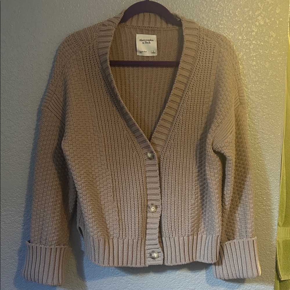 Abercrombie & Fitch Beige Knit Button-Front Cardigan